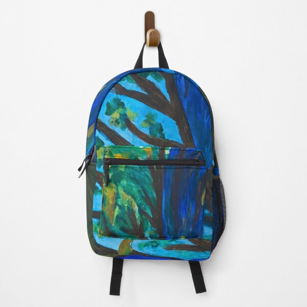 Item preview, Whimsical Tree by the Blue Wall – Expressive Nature Scene designed and sold by LuxuryApparels.