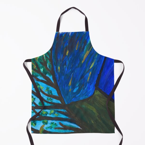 Item preview, Whimsical Tree by the Blue Wall – Expressive Nature Scene designed and sold by LuxuryApparels.