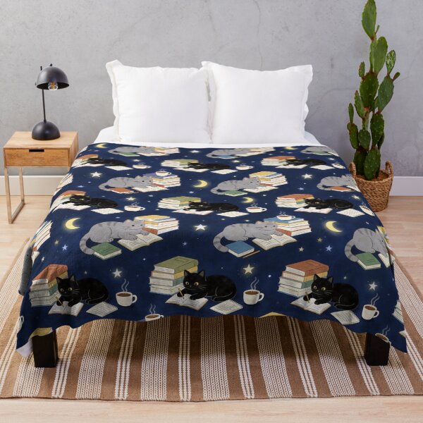 Item preview, Title: Midnight Library Cats Seamless Pattern - Cozy Nighttime Writing & Reading - Dark Academia Aesthetic designed and sold by HappySproutArt.