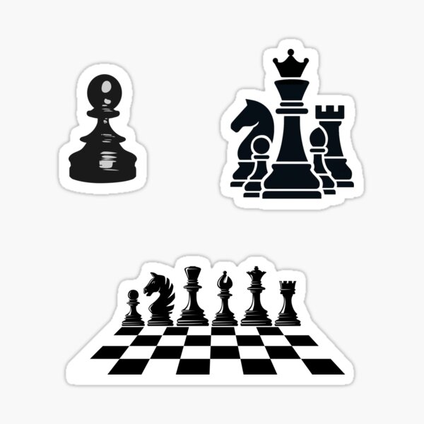 Pack de 3 Pegatinas de Tablero y Piezas de Ajedrez - Regalo Minimalista para Jugadores