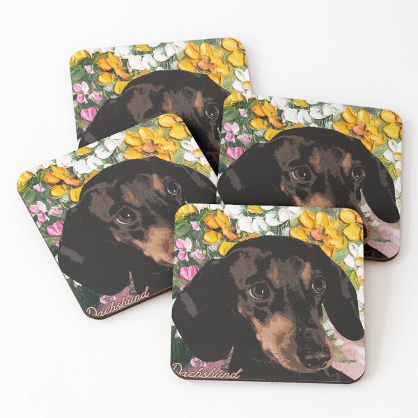 Item preview, Dachshund on floral Background designed and sold by simplysign.