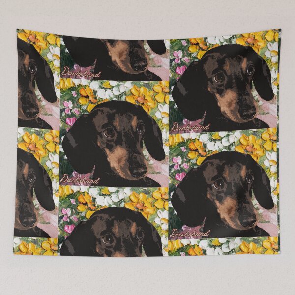Item preview, Dachshund on floral Background designed and sold by simplysign.