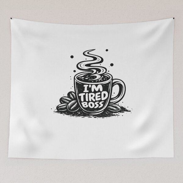 Item preview, “I’m Tired, Boss” Coffee Cup Typography designed and sold by faridman.