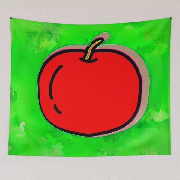 Item preview, "Stylized Red Apple Illustration on Textured Green" designed and sold by nighttime1990.
