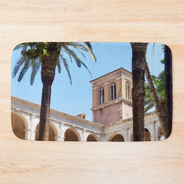 Item preview, Italian Courtyard with Palm Trees and Historic Arches designed and sold by MatthewHeights.