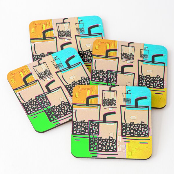 Item preview, "Bubble Tea Illustration with Colorful Abstract Background" designed and sold by nighttime1990.