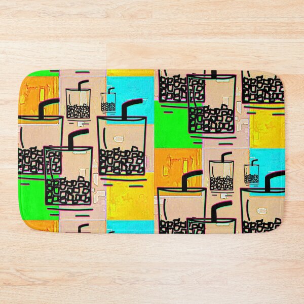 Item preview, "Bubble Tea Illustration with Colorful Abstract Background" designed and sold by nighttime1990.