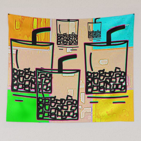Item preview, "Bubble Tea Illustration with Colorful Abstract Background" designed and sold by nighttime1990.