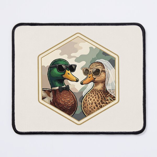 Item preview, Wedding Duck Couple Illustration – Bride & Groom Mallard Badge Art designed and sold by SkyTastic.
