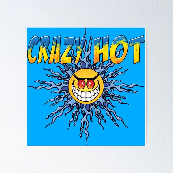 Aperçu de l'œuvre CRAZY HOT! - Grinning Guy Sun (Blue Flames) créée et vendue par KAUniqueDesigns.