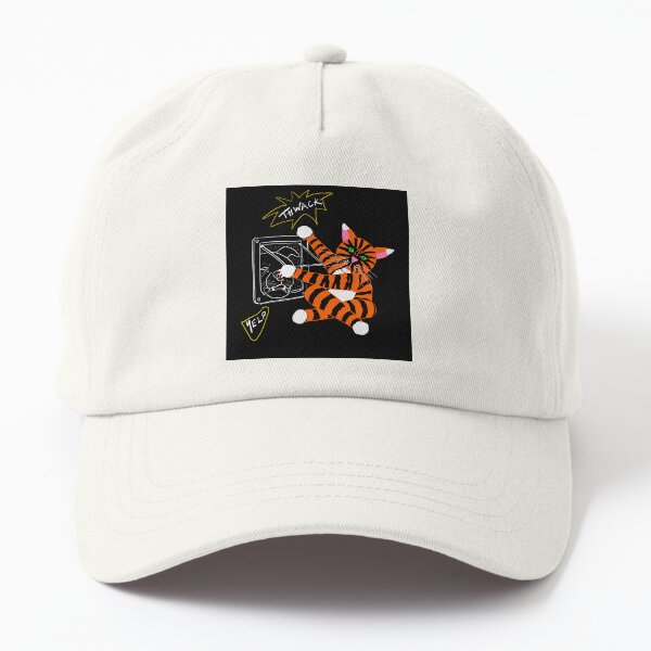 Cat Flap Security – Funny Cat vs Dog Cartoon Illustration Dad Hat