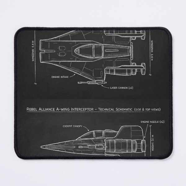 Item preview, A-Wing Interceptor Technical Schematic Blueprint Illustration designed and sold by SavinMercantile.