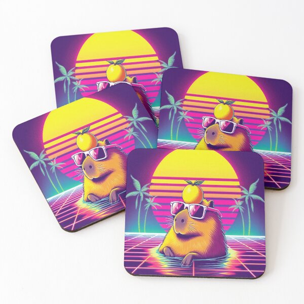 Item preview, Stay Chill - Retro Vaporwave Capybara in Hot Spring designed and sold by RetroRascalStudio.