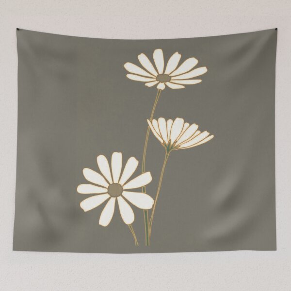 Item preview, Minimalist Daisy on Beige - Simple White Daisy Flowers Illustration | Neutral Earth Tone Botanical Art designed and sold by Craft-Qasba .