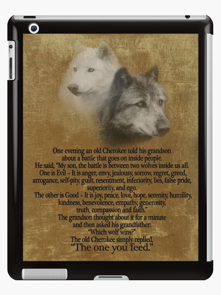 Funda y vinilo para iPad «Los dos lobos, proverbio Cherokee» de Irisangel |  Redbubble