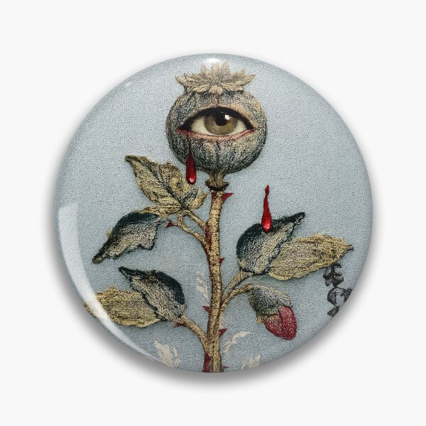Item preview, Dark Poppy Flower Head. Weirdcore, fake embroidery designed and sold by AntiFormApparel.