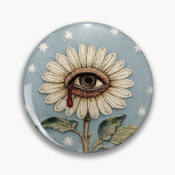 Item preview, Dark Daisy Flower Head. Weirdcore, fake embroidery designed and sold by AntiFormApparel.