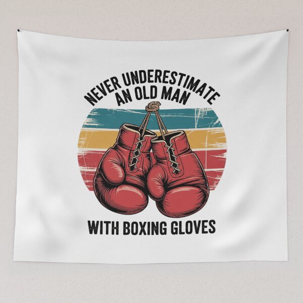 Item preview, Never Underestimate An Old Man Boxing Gloves Boxer designed and sold by MarkLeedsArt.