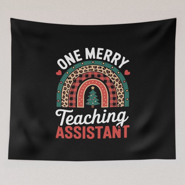 Item preview, One Merry Teaching Assistant Rainbow Christmas Teacher Aide designed and sold by MarkLeedsArt.