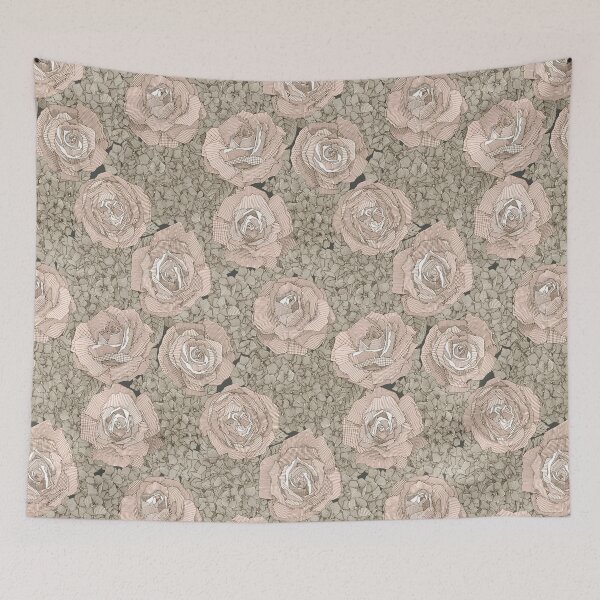 Item preview, rose hydrangea floral pale peach tea dark designed and sold by scrummy.