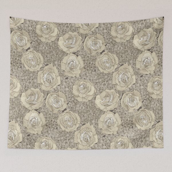 Item preview, rose hydrangea floral cream tea leather designed and sold by scrummy.