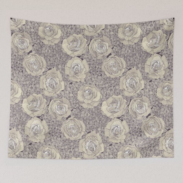 Item preview, rose hydrangea floral cream mulberry plum designed and sold by scrummy.