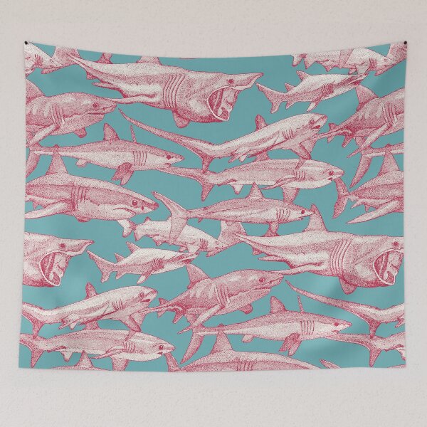 Item preview, just sharks viva magenta turquoise designed and sold by scrummy.