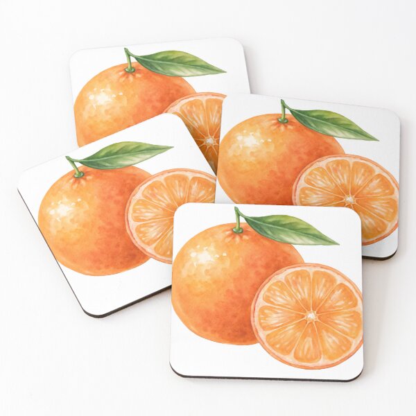 Item preview, Vibrant orange with green leaf and sliced segment designed and sold by Creative88Art.