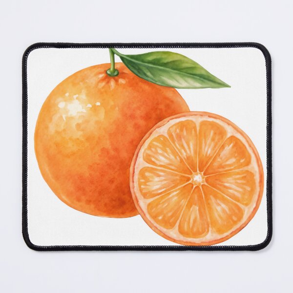 Item preview, Vibrant orange with green leaf and sliced segment designed and sold by Creative88Art.