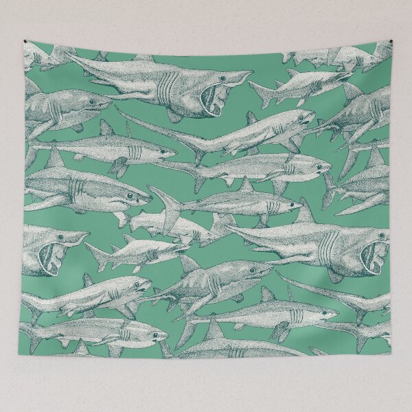 Item preview, just sharks dark teal peppermint designed and sold by scrummy.