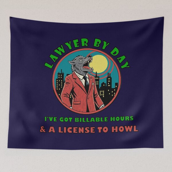 Item preview, Funny Sarcastic Lawyer Retro Pop Art - Werewolf Howling at Moon Design designed and sold by PixieArtStudio.