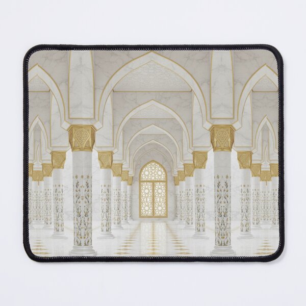 Item preview, Elegant Islamic Mosque Interior with Golden Arches and Floral Columns designed and sold by D-Islamic.