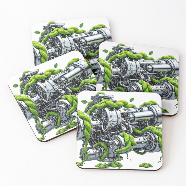Item preview, Industrial engine overgrown with vibrant green vines and leaves designed and sold by Creative88Art.