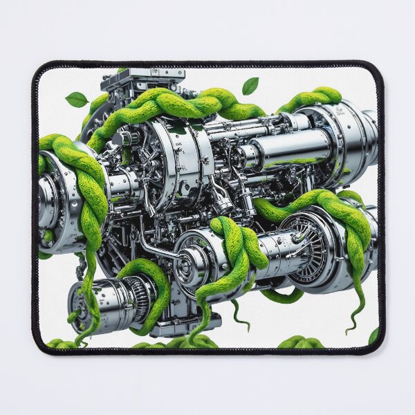 Item preview, Industrial engine overgrown with vibrant green vines and leaves designed and sold by Creative88Art.
