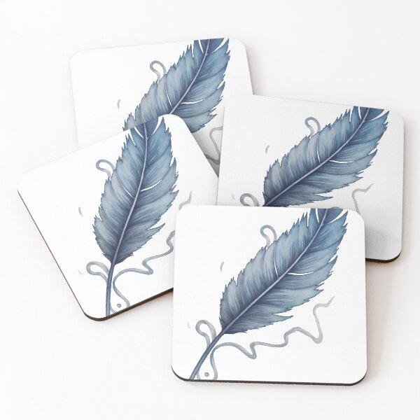 Item preview, Elegant blue feather with artistic ink splashes creative design designed and sold by Creative88Art.