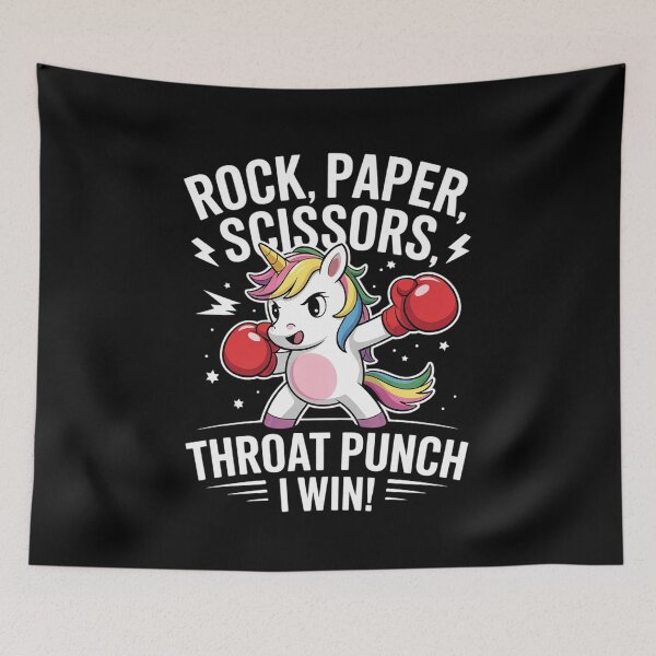 Item preview, Rock Paper Scissors Throat Punch I win Unicorn Boxing designed and sold by MarkLeedsArt.