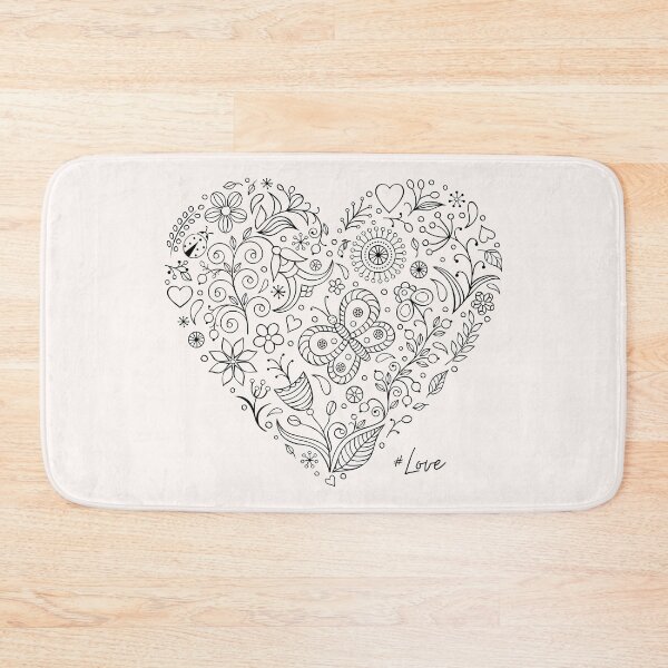 Item preview, Hand-Drawn Floral Heart Whimsical Flower & Butterfly Doodle designed and sold by rdxart.