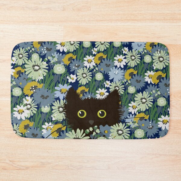 Item preview, A small cat peeks up from among the flowers in the meadow designed and sold by FlowerFolie.