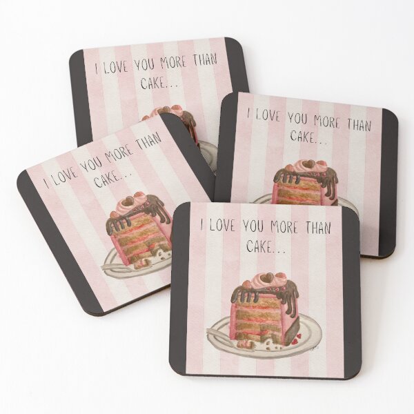 Item preview, I Love You More Than Cake – Cute Watercolor Valentine Dessert Illustration designed and sold by The Baroque Brush.