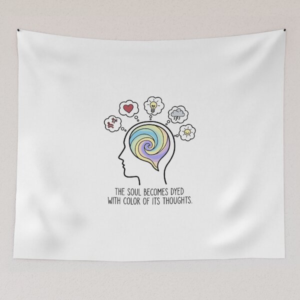 Item preview, The Soul Becomes Dyed With the Color of Its Thoughts – Daily Stoic Quote by Marcus Aurelius, Colorful Mind Illustration designed and sold by artbibun.
