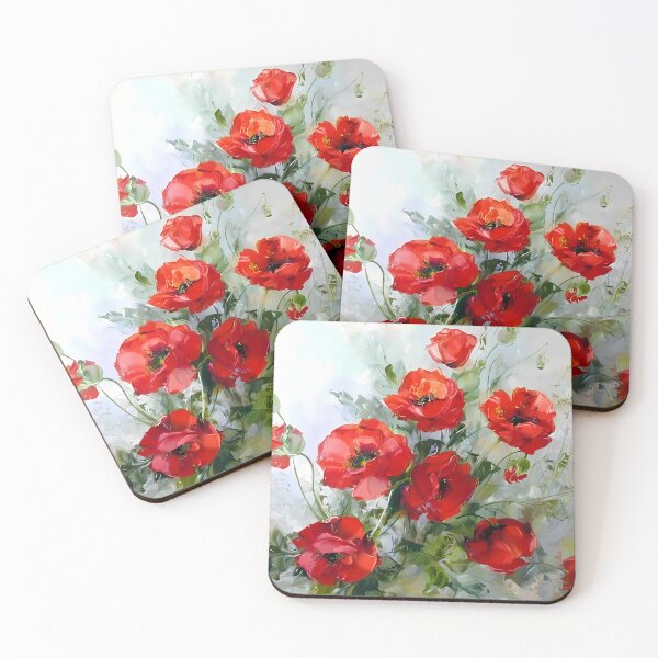 Item preview, Vibrant Red Poppies | Expressive Floral Oil Painting designed and sold by Artvay.