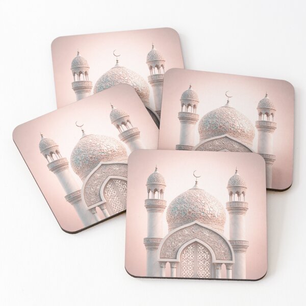 Item preview, Elegant Islamic Mosque with Crescent Dome and Pastel Arabesque Details designed and sold by D-Islamic.