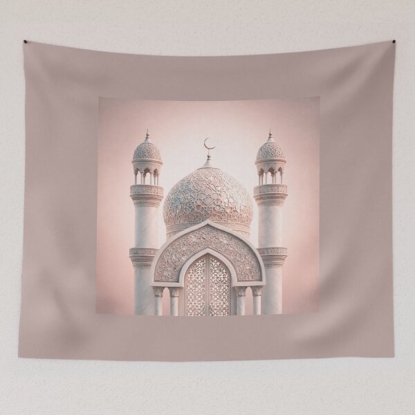 Item preview, Elegant Islamic Mosque with Crescent Dome and Pastel Arabesque Details designed and sold by D-Islamic.