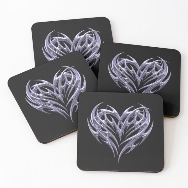Item preview, Cyber Sigilism Liquid Metal Heart Y2K Chrome designed and sold by MarCinu Art.