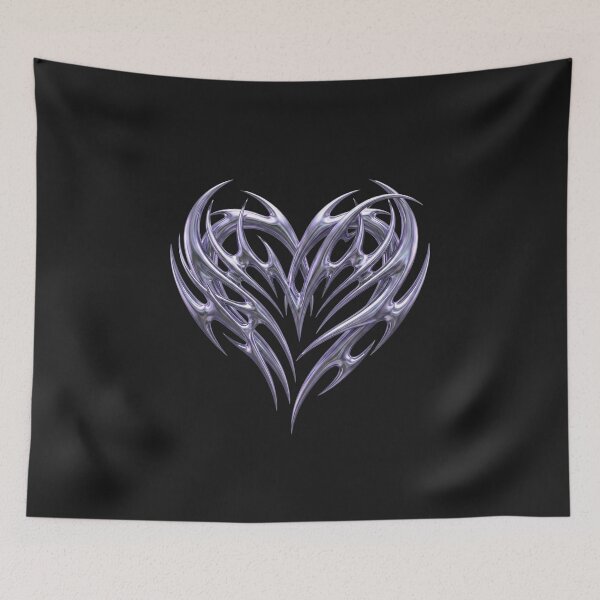 Item preview, Cyber Sigilism Liquid Metal Heart Y2K Chrome designed and sold by MarCinu Art.