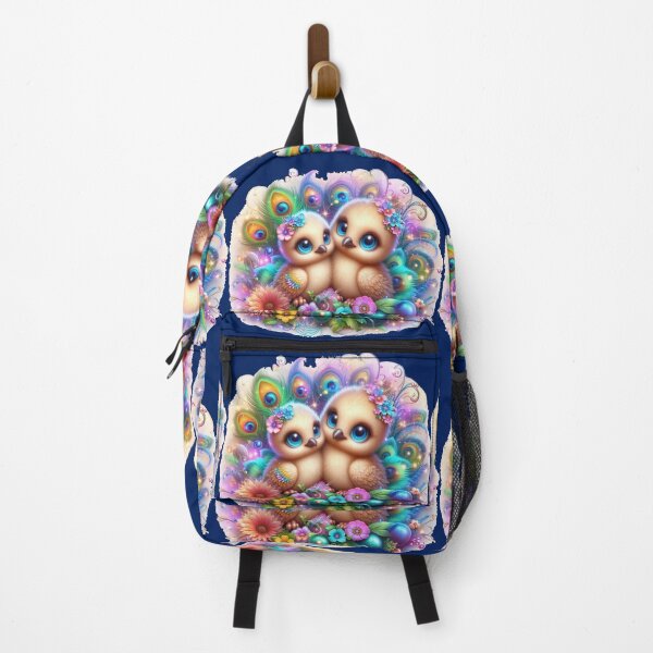 Item preview, Baby Peacock Duo – Brilliant Colorful Fantasy Label , designed and sold by PaintMeWorld.