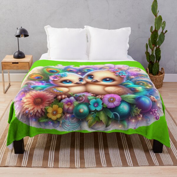 Item preview, Baby Peacock Duo – Brilliant Colorful Fantasy Label , designed and sold by PaintMeWorld.