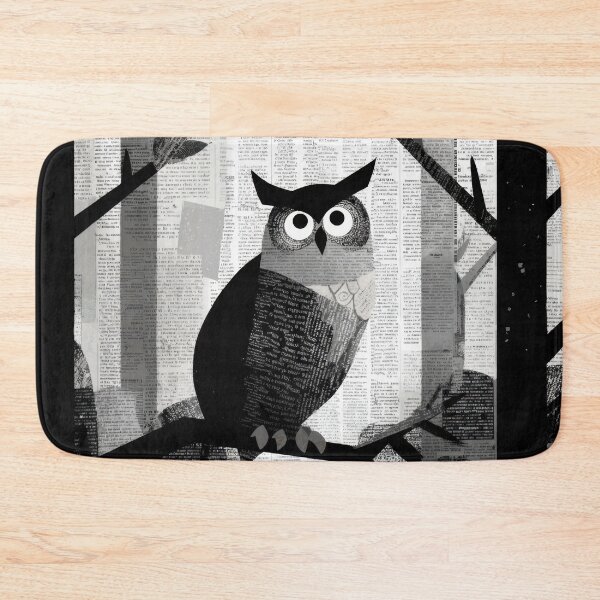 Item preview, Owl perched on branch in dark forest designed and sold by anytka.