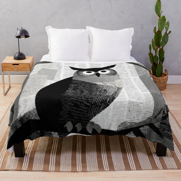 Item preview, Owl perched on branch in dark forest designed and sold by anytka.