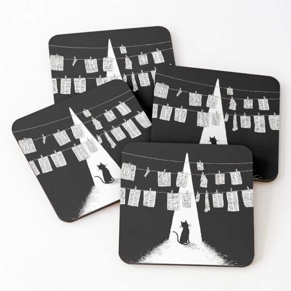 Item preview, Cat by hanging papers at night designed and sold by anytka.